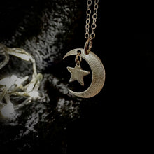 Load image into Gallery viewer, Tsuki & Hoshi- Crescent moon and star necklace