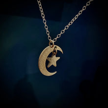 Load image into Gallery viewer, Tsuki & Hoshi- Crescent moon and star necklace