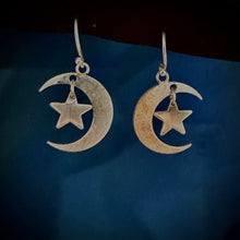 Load image into Gallery viewer, Tsuki & Hoshi- Crescent moon and star earrings
