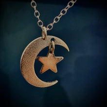 Load image into Gallery viewer, Tsuki & Hoshi- Crescent moon and star necklace