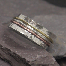 Load image into Gallery viewer, Three metal silver spinner ring