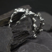 Load image into Gallery viewer, Silver 'Umi' coral hoop earrings