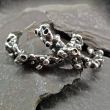 Load image into Gallery viewer, Silver 'Umi' coral hoop earrings