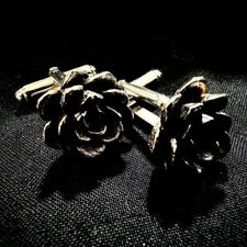 Large succulent rose cufflinks