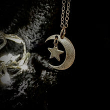 Load image into Gallery viewer, Tsuki &amp; Hoshi- Crescent moon and star necklace