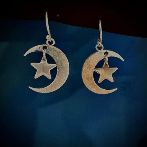 Tsuki & Hoshi- Crescent moon and star earrings