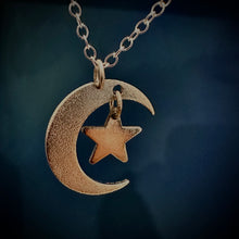 Load image into Gallery viewer, Tsuki &amp; Hoshi- Crescent moon and star necklace