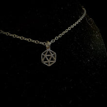 Load image into Gallery viewer, D&amp;D silhouette D20 necklace