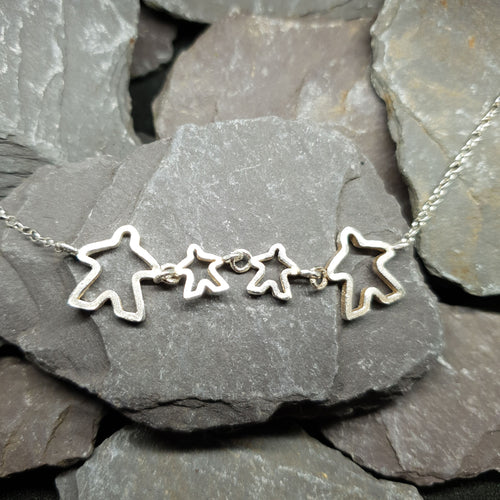 Meeple silhouette family necklace