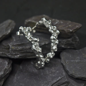 Silver 'Umi' coral hoop earrings