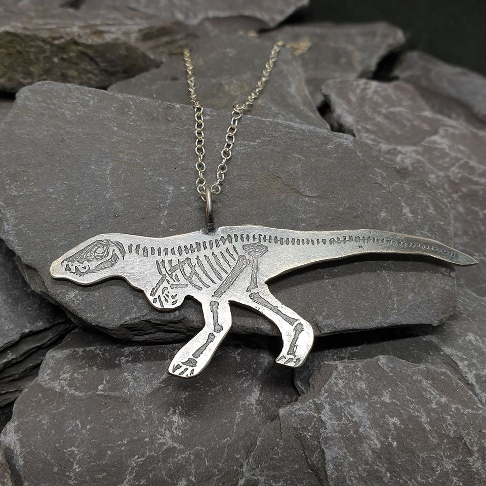 Sterling silver 2025 dinosaur necklace