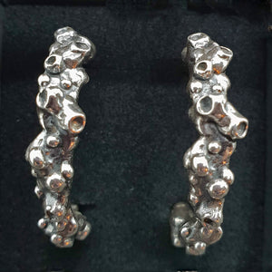 Silver 'Umi' coral hoop earrings